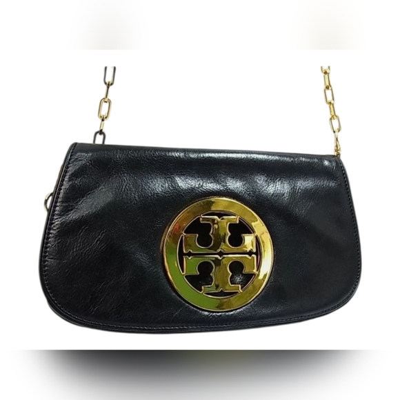 Tory Burch EUC Amanda Black Leather Clutch - Picture 1 of 7